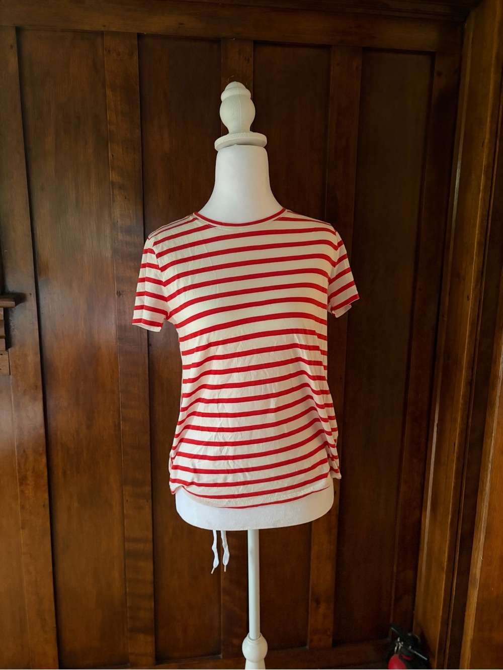 J. Crew Red and White Striped Short Sleeve Tee
